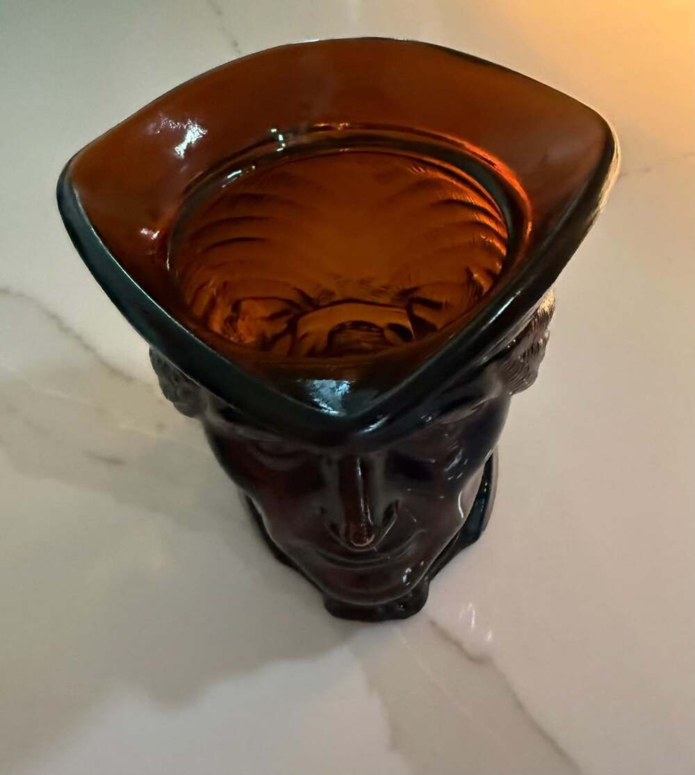 Vintage Avon Paul Revere Colonial Minuteman Amber Glass Candle Holder
